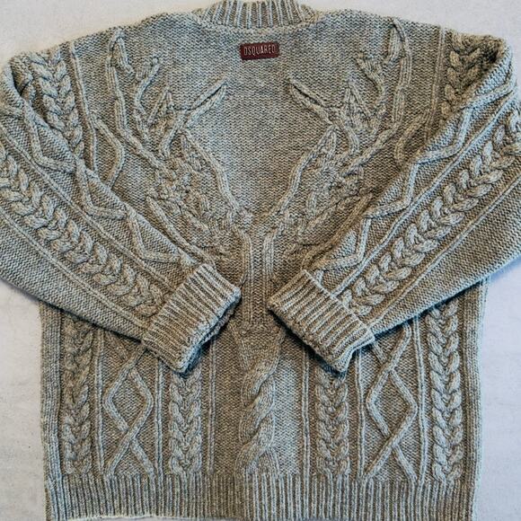 DSQUARED2: Men's Woven Cardigan in Melange Green Wool - S - Picture 2 of 7